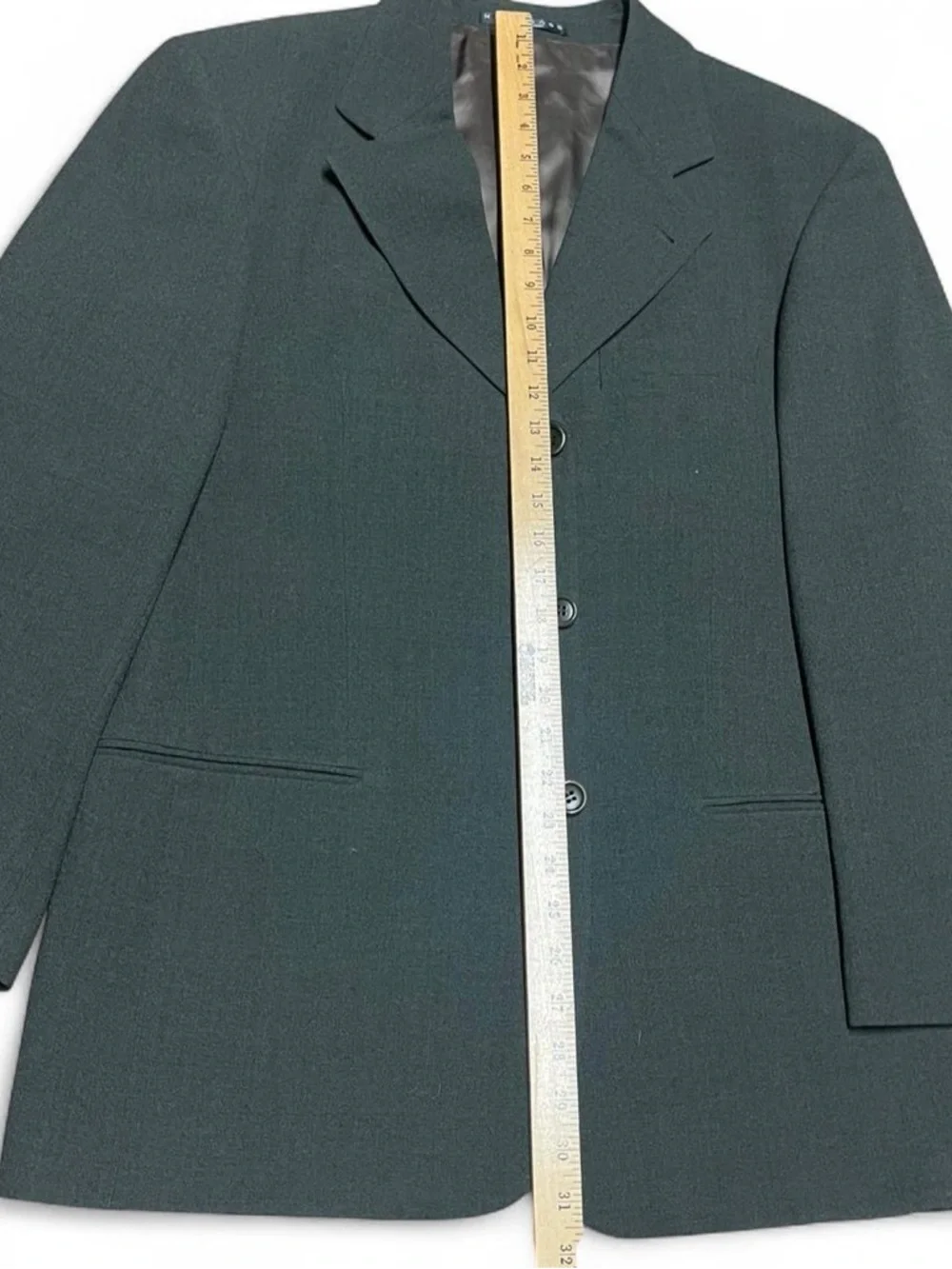Hugo Boss Blazer Sport Coat Mens 40 R 100% Virgin Wool Dark Green Jacket - Picture 8 of 9